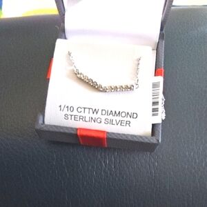 Genuine Sterling Silver Diamond Necklace